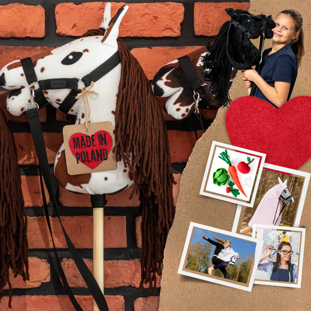 Duży koń na kiju Hobby Horse Skippi z kantarem i wodzami Gniado - srokaty (5906361450100) - obraz 5