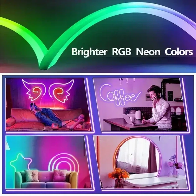 Світлодіодна неонова USB-стрічка з керуванням від телефона SFK-11 Bluetooth RGB 5 м - Фото 8 Світлодіодна неонова USB-стрічка з керуванням від телефона SFK-11 Bluetooth RGB 5 м - зображення 8