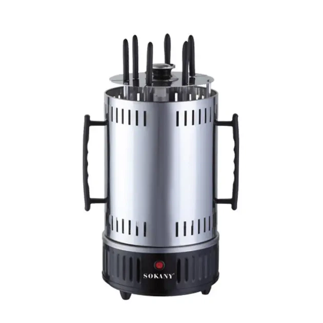 Электрошашлычница Sokany SK-6111 1000Вт шашлычница на 6 шампуров Silver - изображение 2