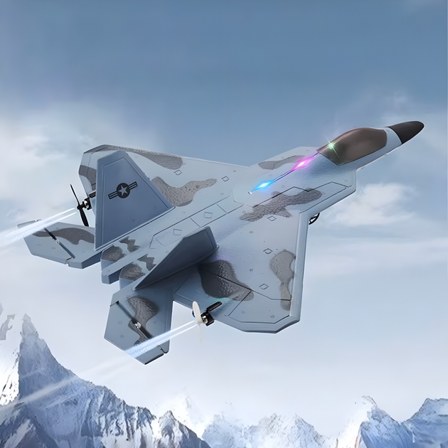 Радіокерований літак BauTech Raptor F22 військова версія з LED-підсвічуванням та гіроскопом Сірий (1015-732-00) - зображення 4