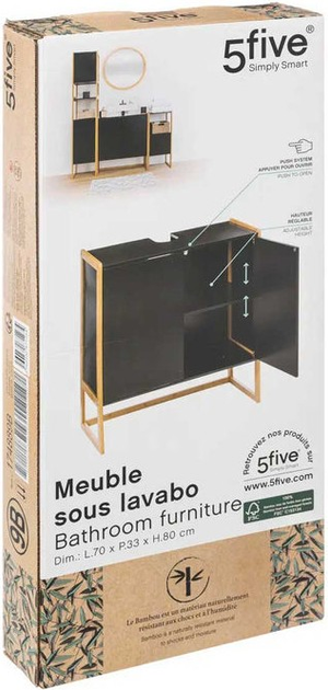 Тумба під умивальник 5five Simply Smart Natureo 70 x 33 x 80 см чорна (3560232671234) - зображення 4