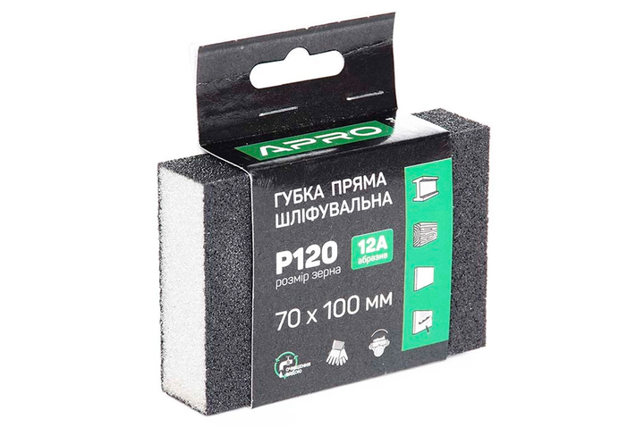 Губка шліфувальна Apro 100 x 70 x 25 мм x P120 пряма (828094) - зображення 2