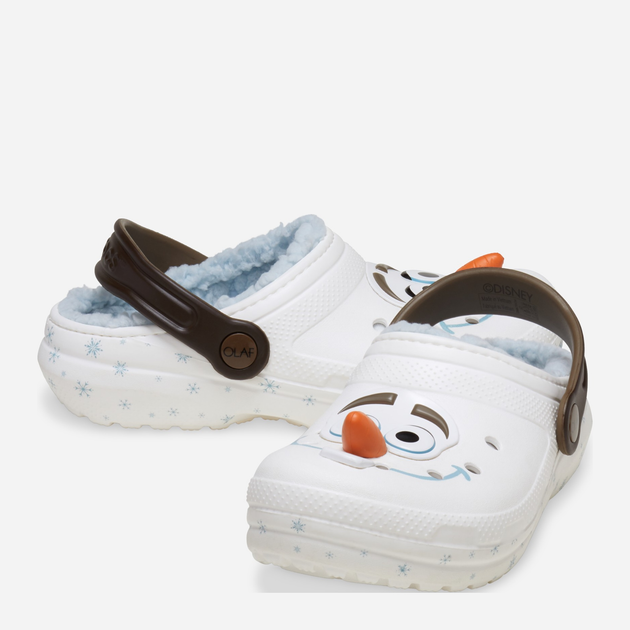 Дитячі крокси-сабо утеплені для дівчинки Crocs Classic Frozen Olaf Clog T 210236-90H 22-23 (C6) Білі (196265808199) - зображення 3