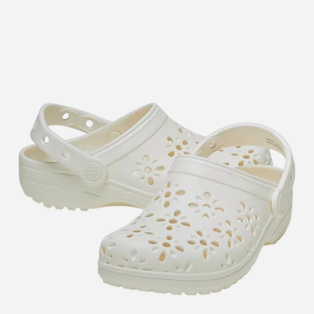 Chodaki młodzieżowe dziewczęce Crocs Classic Floral Cut Out Clog Kids 210943-0WV 34-35 (J35) Białe (198445118388) - obraz 4
