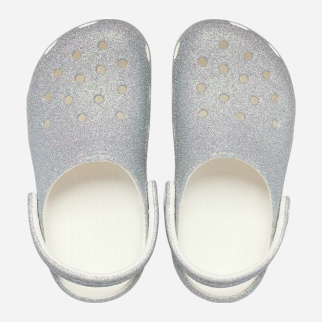 Дитячі крокси-сабо для дівчинки Crocs Classic Iridescent Glitter Clog Kids T 210985-100 22-23 (C6) Сріблясті (198445120442) - зображення 5