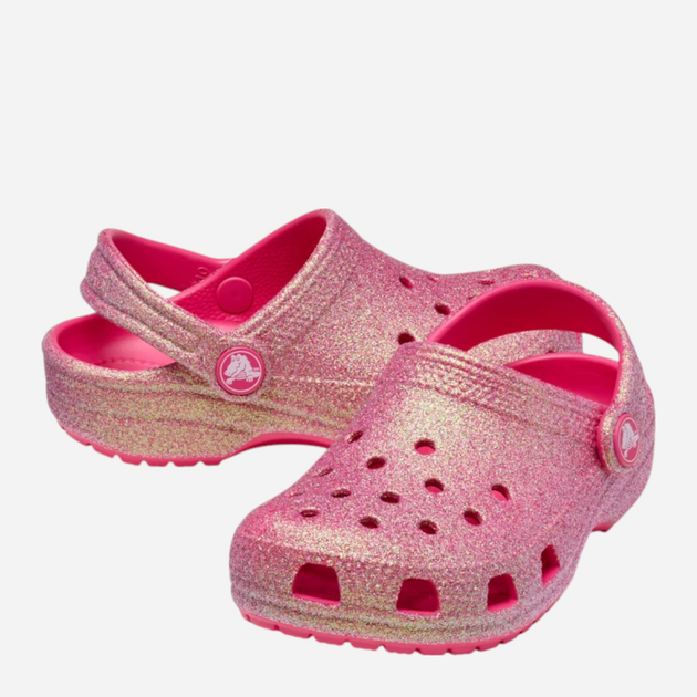 Дитячі крокси-сабо для дівчинки Crocs Classic Iridescent Glitter Clog Kids T 210985-6ZQ 24-25 (C8) Рожеві (198445120602) - зображення 3
