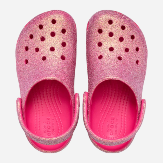 Дитячі крокси-сабо для дівчинки Crocs Classic Iridescent Glitter Clog Kids T 210985-6ZQ 24-25 (C8) Рожеві (198445120602) - зображення 4