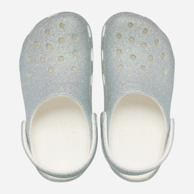Дитячі крокси-сабо для дівчинки Crocs Classic Iridescent Glitter Clog Kids 210986-100 29-30 (C12) Сріблясті (198445120633) - зображення 4