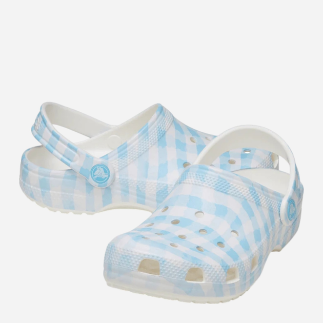 Chodaki dziecięce dla dziewczynki Crocs Classic Gingham Clog Kids 210988-16S 30-31 (C13) Błękitne (198445120916) - obraz 3