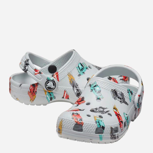 Chodaki chłopięce Crocs Classic Race Cars Graphic Clog Kids T 210992-1NN 24-25 (C8) Szare (198445121265) - obraz 3