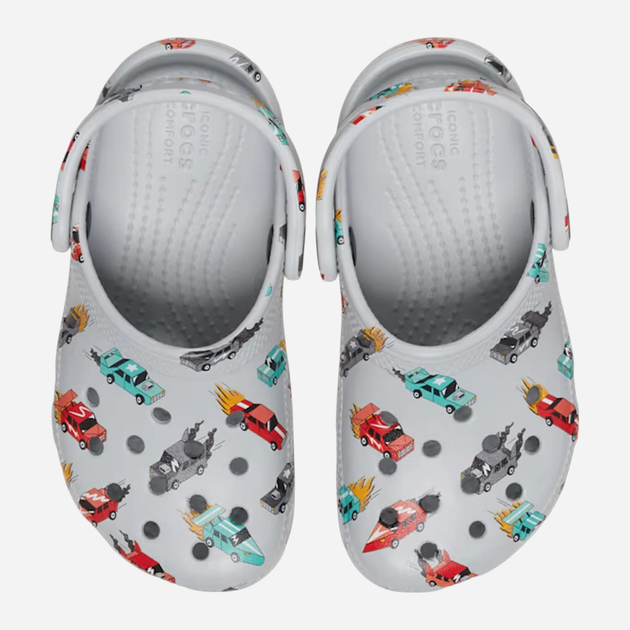 Chodaki chłopięce Crocs Classic Race Cars Graphic Clog Kids T 210992-1NN 24-25 (C8) Szare (198445121265) - obraz 4