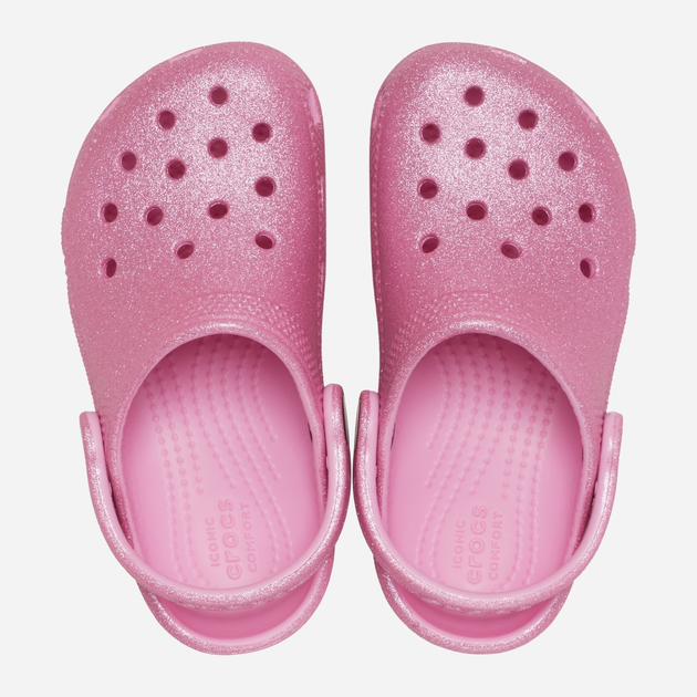 Дитячі крокси-сабо для дівчинки Crocs Classic Glitter Kids Clog T 206992-6XE 22-23 (C6) Рожеві (196265650705) - зображення 4
