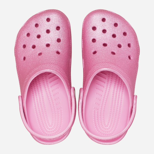 Дитячі крокси-сабо для дівчинки Crocs Classic Glitter Clog K 206993-6XE 30-31 Рожеві (196265650859) - зображення 4