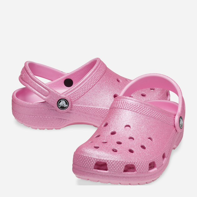 Підліткові крокси-сабо для дівчинки Crocs Classic Glitter Clog K 206993-6XE 37-38 Рожеві (196265650903) - зображення 3