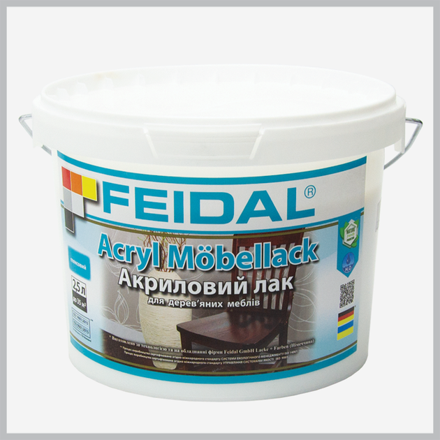 Акриловый мебельный лак глянцевый Acryl Möbellack Feidal 5л - изображение 2