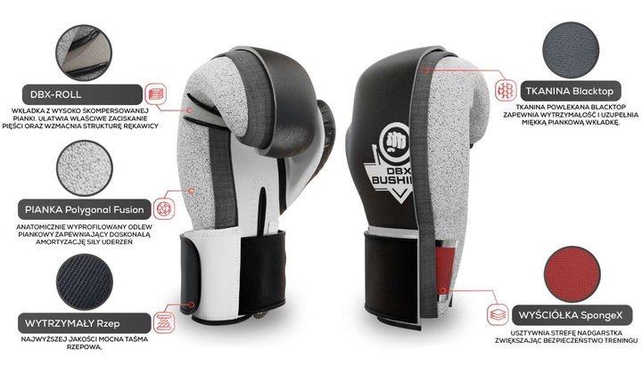 Rękawice bokserskie Bushido ARB-407a rozmiar 12 oz Black/White (5902539010985) - obraz 6
