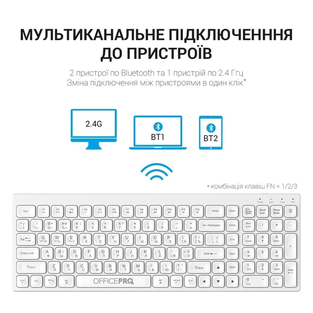 Клавіатура OfficePro SK985W Wireless White (SK985W) - Фото 7 Клавіатура OfficePro SK985W Wireless White (SK985W) - изображение 7