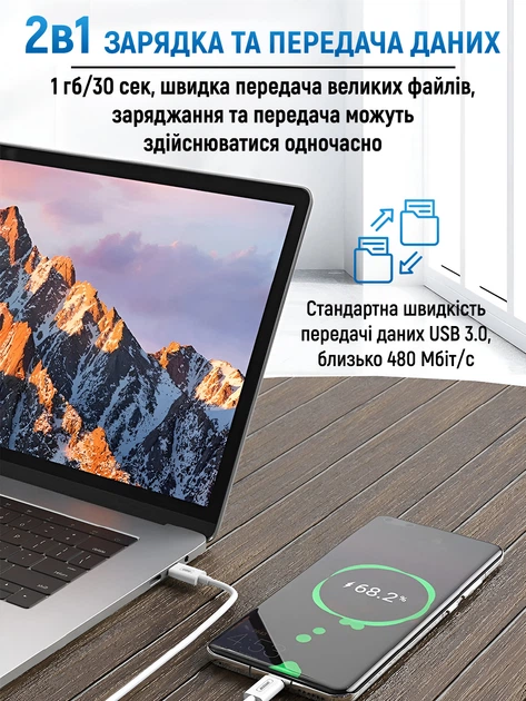 Комплект быстрой зарядки для айфона айпада лайтинг 25 Вт Andowl Q-CD669X1 Адаптер USB-C Power Adapter с метровым кабелем Type-C Lighting Сетевое зарядное устройство совместимость с apple iphone ipad поддержка Power Delivery (Белый) - изображение 2