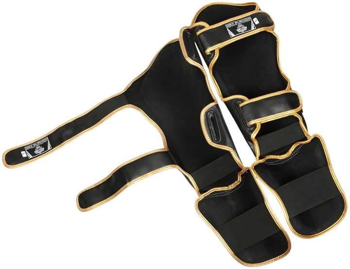 Ochraniacze piszczele i stopy Bushido SP-10v4 M Black/Gold (5902539015966) - obraz 9