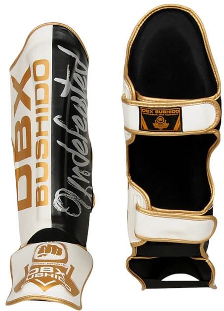 Ochraniacze piszczele i stopy Bushido SP-10v5 XL White/Black/Gold (5902539018387) - obraz 3