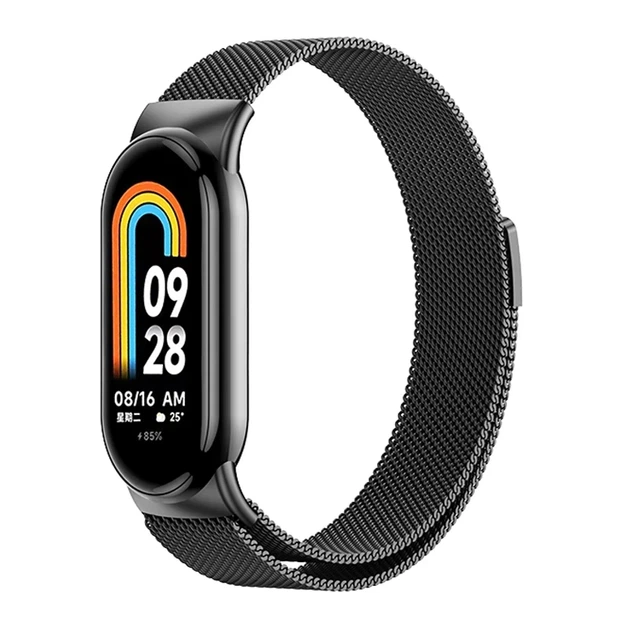 Комплект ремінців для фітнес-браслету Xiaomi Mi Band 8,9,10 Bead design Silver - Milanese design Black - зображення 3