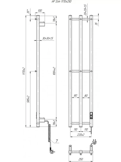 Электрический полотенцесушитель Hygge Family Slim 1170х250 TR К черный мат - изображение 4