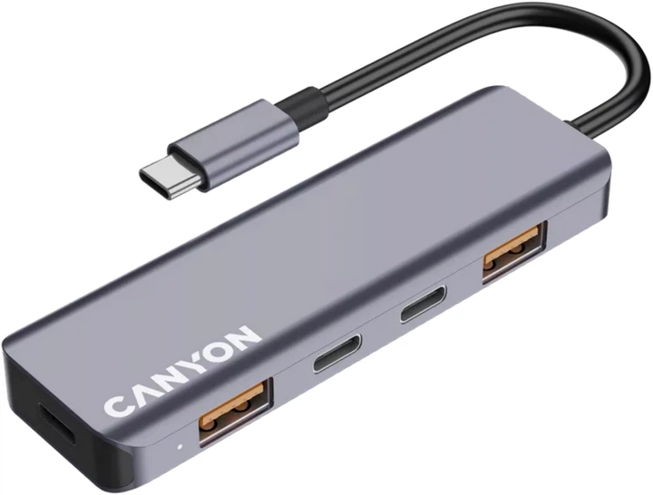USB-хаб Canyon DS-18 5in1 USB-C Grey (CNS-TDS18) - зображення 3