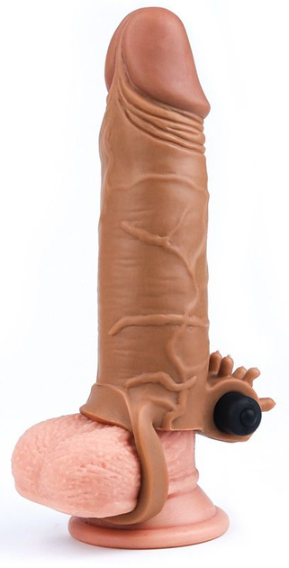 Насадка на пеніс з вібрацією Pleasure X-Tender Series Perfect for 4,5-6 inches Erect Penis колір коричневий (+18914014000000000) - зображення 3
