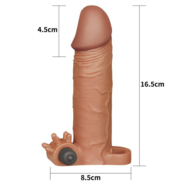 Насадка на пеніс з вібрацією Pleasure X-Tender Series Perfect for 4,5-6 inches Erect Penis колір коричневий (+18914014000000000) - зображення 5