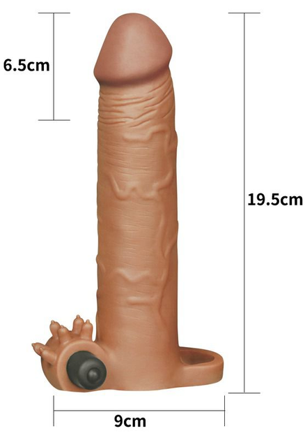 Насадка на пеніс з вібрацією Pleasure X-Tender Series Perfect for 5-6.5 inches Erect Penis колір коричневий (18911014000000000) - зображення 5