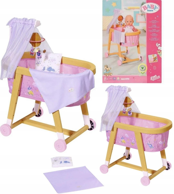 Kołyska łóżeczko dla lalek Baby born Zapf Creation 829981 (4001167829981) - obraz 3