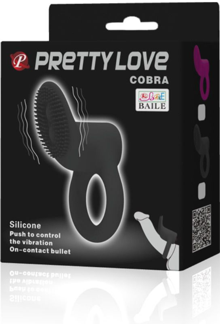 Ерекційне кільце з вібрацією Pretty Love Cobra колір чорний (19045005000000000) - зображення 12