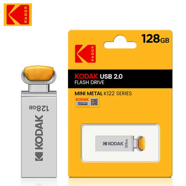 Флешка брелок USB 2.0 металлический Kodak K122 128 Gb - Фото 1 Флешка брелок USB 2.0 металлический Kodak K122 128 Gb - изображение 1