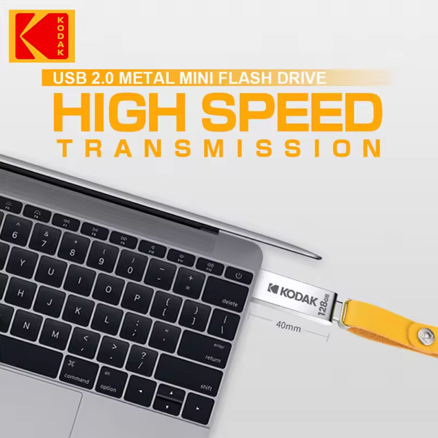 Флешка брелок USB 2.0 металлический Kodak K122 128 Gb - Фото 5 Флешка брелок USB 2.0 металлический Kodak K122 128 Gb - изображение 5