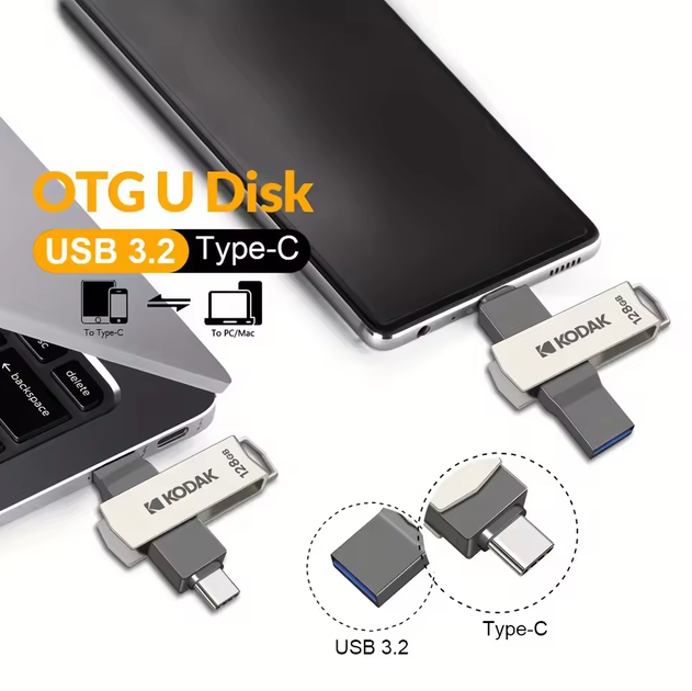 Флешка Kodak K273 64Gb 2 в1 USB 3.2 и Type-C OTG - Фото 4 Флешка Kodak K273 64Gb 2 в1 USB 3.2 и Type-C OTG - изображение 4