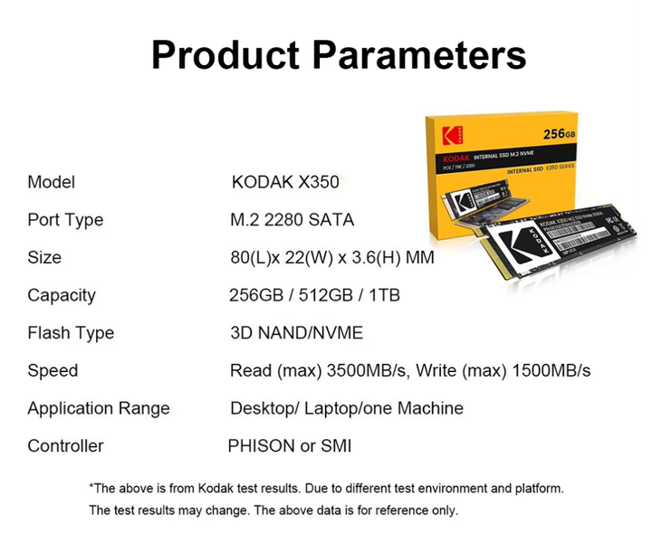 SSD M.2 NVMe 2280 Gen3x4 диск накопитель Kodak X350 Series 512GB