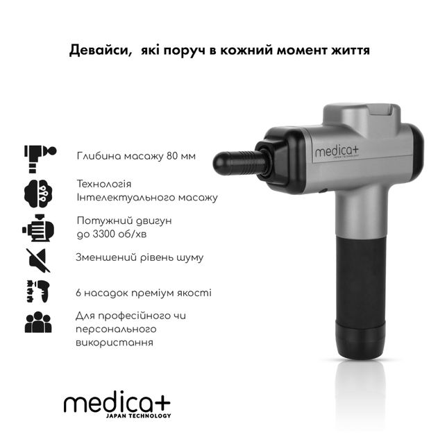 Перкусійний ручний масажер для тіла та м'язів MEDICA+ MassHand Pro 6.0 - зображення 9