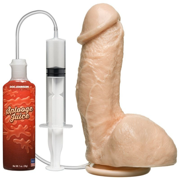 Фалоімітатор з імітацією сім'явивергання Doc Johnson Squirting Realistic Cock, 17 см колір тілесний (03802026000000000) - зображення 1