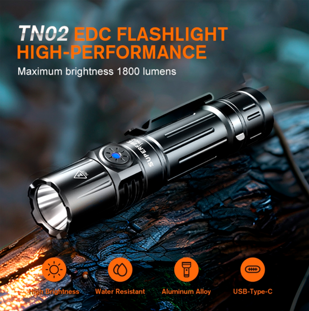 Ліхтар ручний акумуляторний TN02 SuperFire 1800 Lumen IP44 - зображення 3