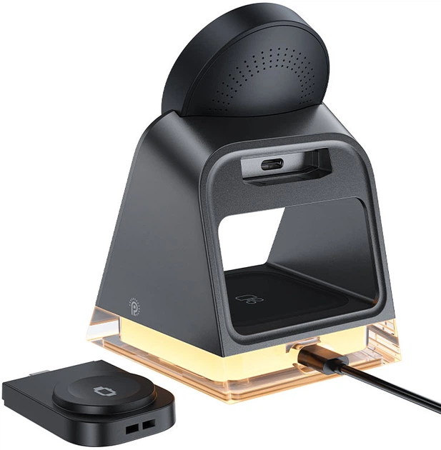 Бездротовий зарядний пристрій Acefast E17 desktop 3-in-1 wireless charging holder Black (6974316282815) - зображення 2