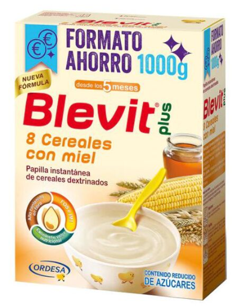 Kaszka wieloziarnista dla dzieci Ordesa Blevit 8 Cereals Snack With Honey Instant 200 g (8426594089948) - obraz 1