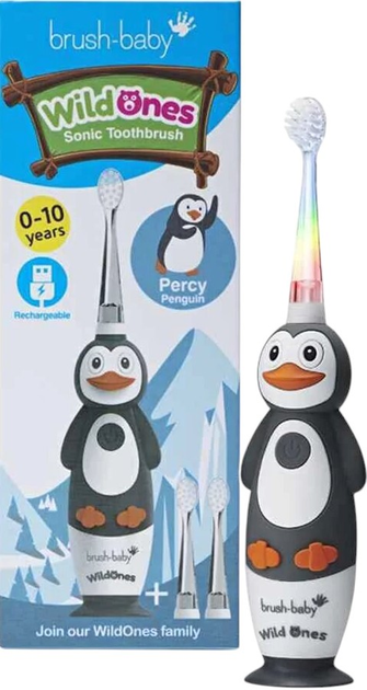Szczoteczka dla dzieci Brush-Baby WildOnes Sonic Pingwin 0-10 lat (5060178102789) - obraz 3