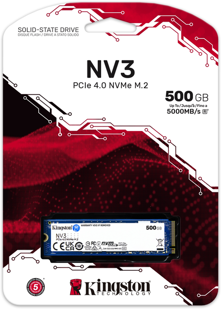 SSD диск Kingston NV3 500GB M.2 2280 NVMe PCIe 4.0 x4 3D NAND (SNV3S/500G) - изображение 7