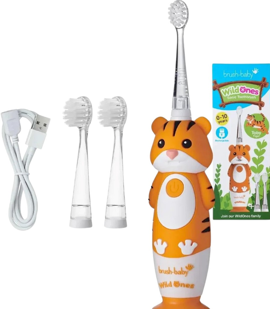 Szczoteczka dla dzieci Brush-Baby WildOnes Sonic Tygrys 0-10 lat (5060178102826) - obraz 2