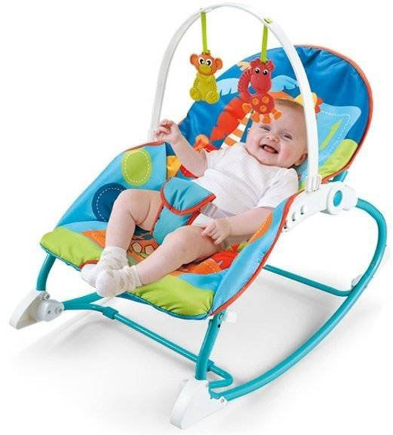 Leżaczek bujaczek LeanToys 2w1 Niebieski + efekty dźwiękowe (5903802456745) - obraz 4