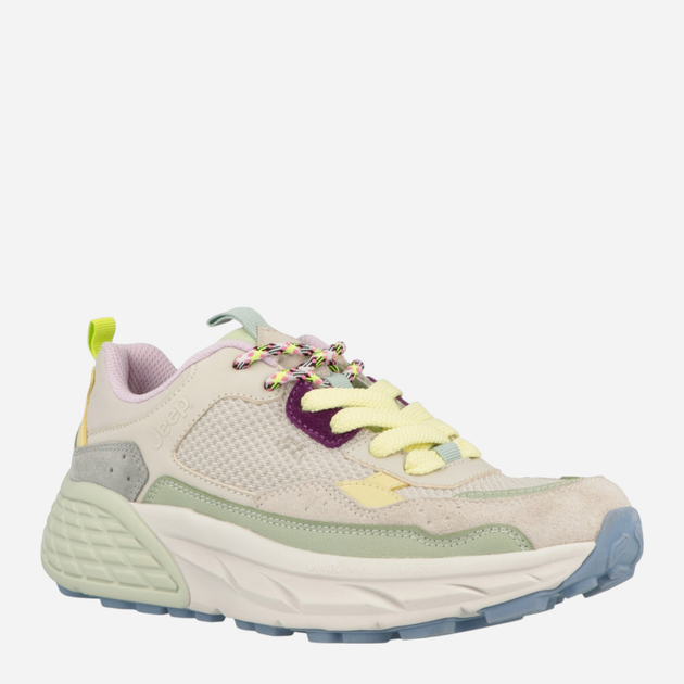 Sneakersy damskie Jeep JL51513A-854 36 24.3 cm Beżowy/Zielony (8052597156006) - obraz 2
