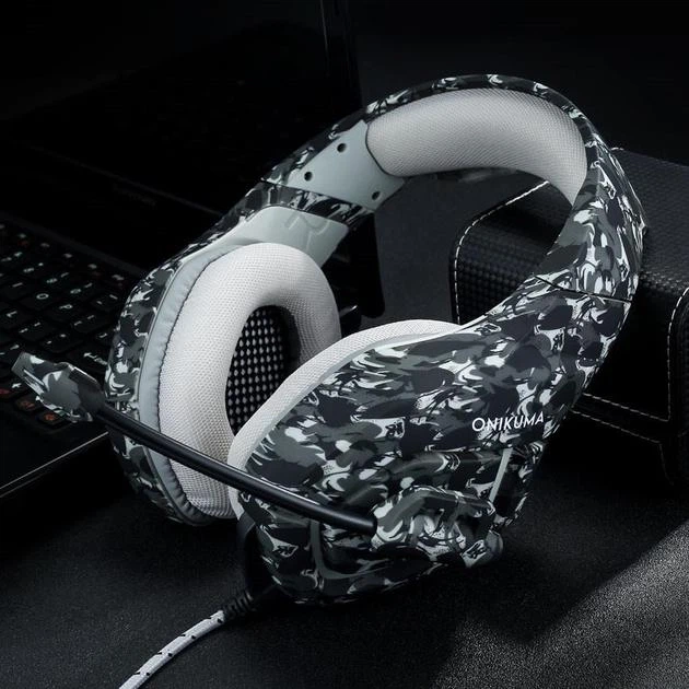 Проводные игровые наушники ONIKUMA Gaming K1-B, 3.5mm, 2.2m, Camouflage-Grey - изображение 7