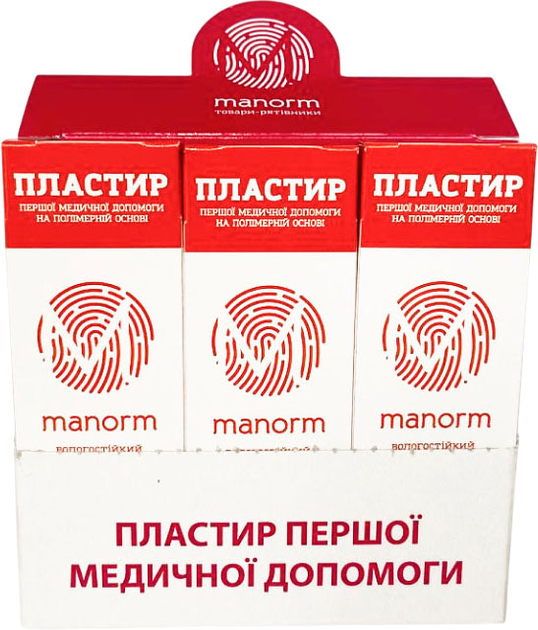 Набір пластирів Manorm на полімерній основі 19х72 мм 15 упаковок по 10 шт (4820136731038) - зображення 1