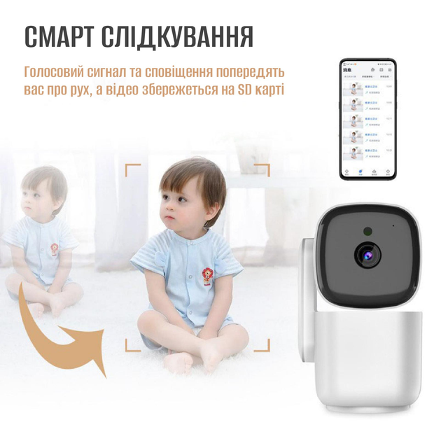 Видеоняня WiFi Noxon Baby 360 с приложением на телефон умная камера без слепых зон с двусторонней связью - изображение 2