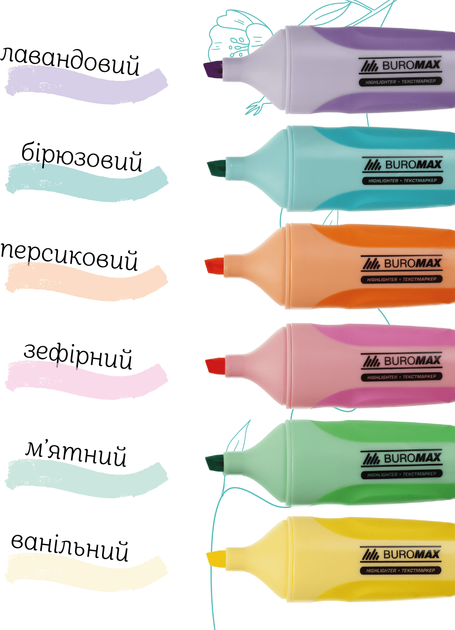 Набор текст-маркеров Buromax Pastel 6 шт с резиновыми вставками (BM.8905-96) - изображение 2